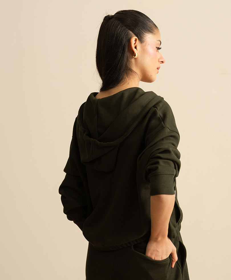 Olive Ease Zip Up Hoodie (Women)