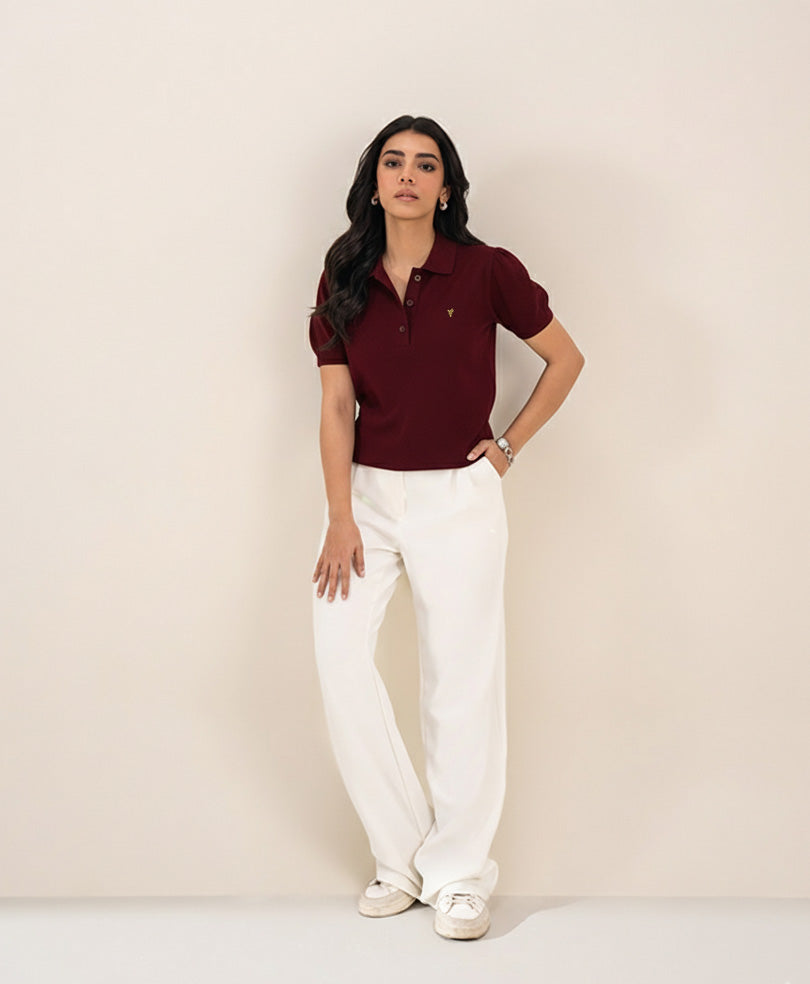 Maroon Knit POLO (Women)