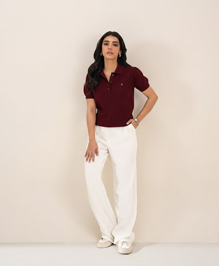 Maroon Knit POLO (Women)
