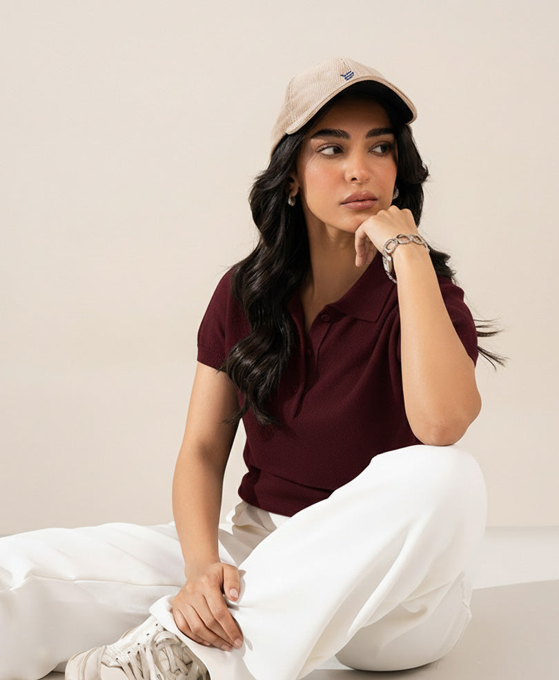 Maroon Knit POLO (Women)