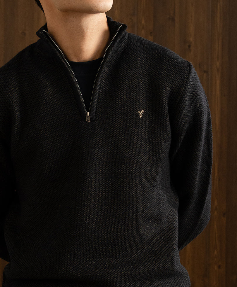 Milange Black Mesh Knit Sweater