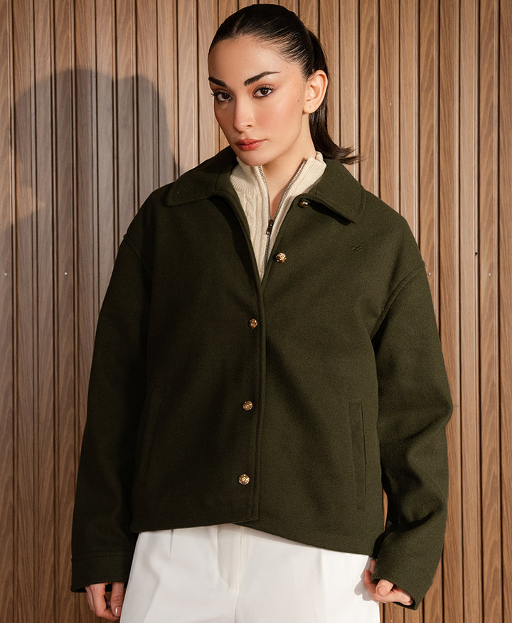 Evening Olive Wool Jacket (Women)