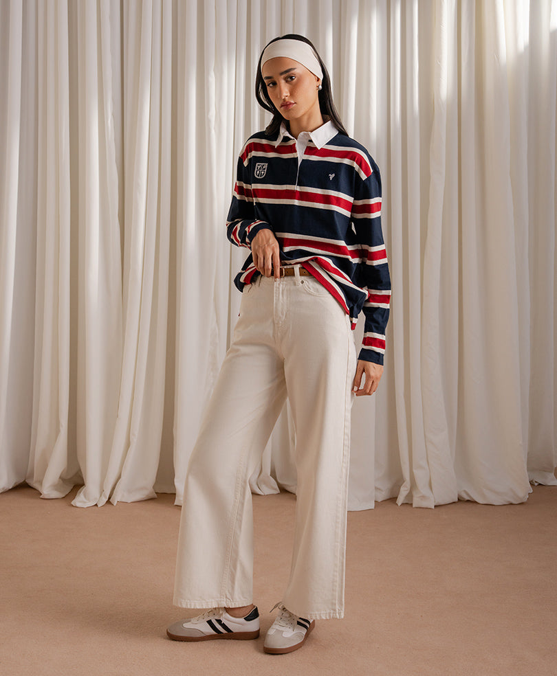 Navy Monaco Stripe Rugby (Women)