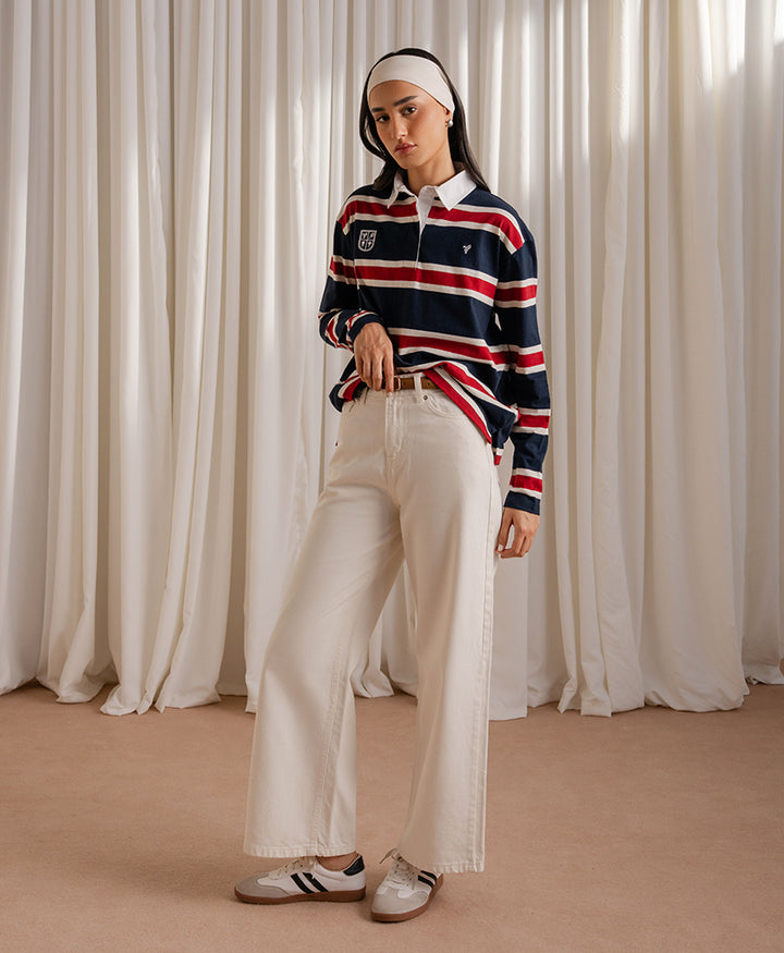 Navy Monaco Stripe Rugby (Women)
