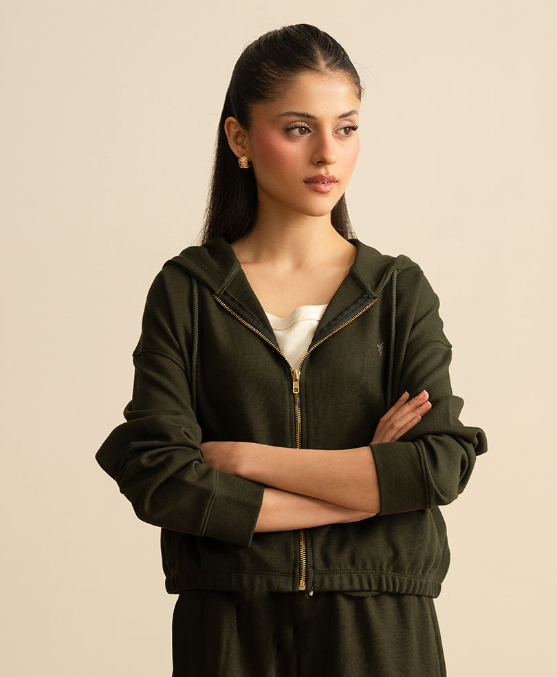 Olive Ease Zip Up Hoodie (Women)