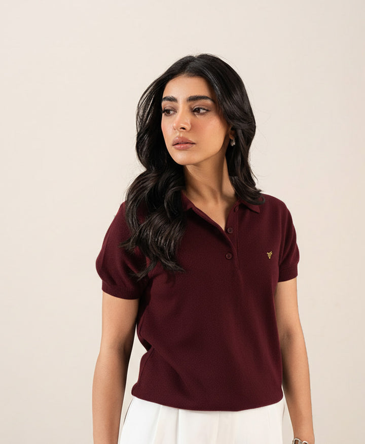 Maroon Knit POLO (Women)