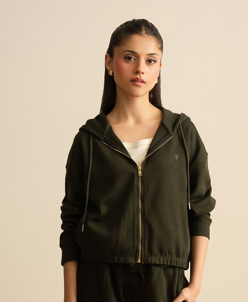 Olive Ease Zip Up Hoodie (Women)