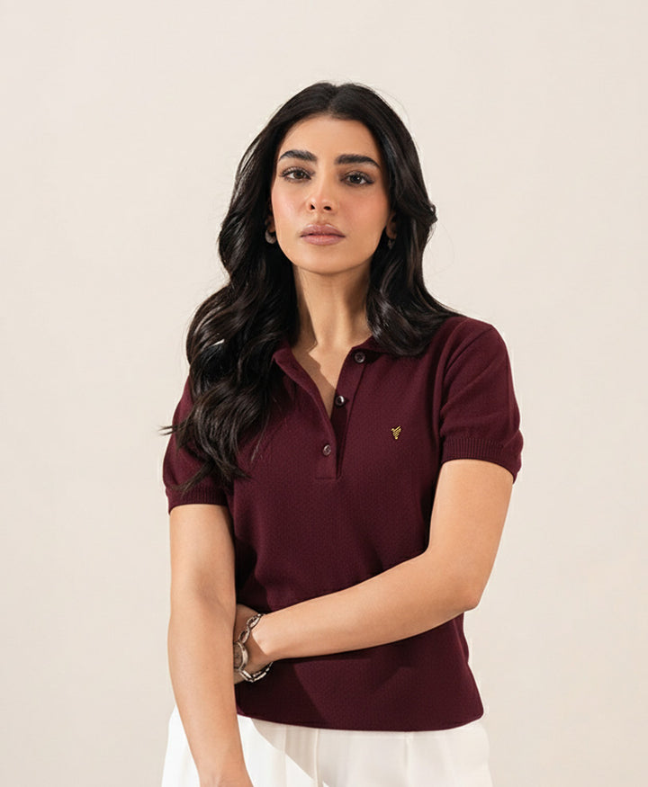 Maroon Knit POLO (Women)