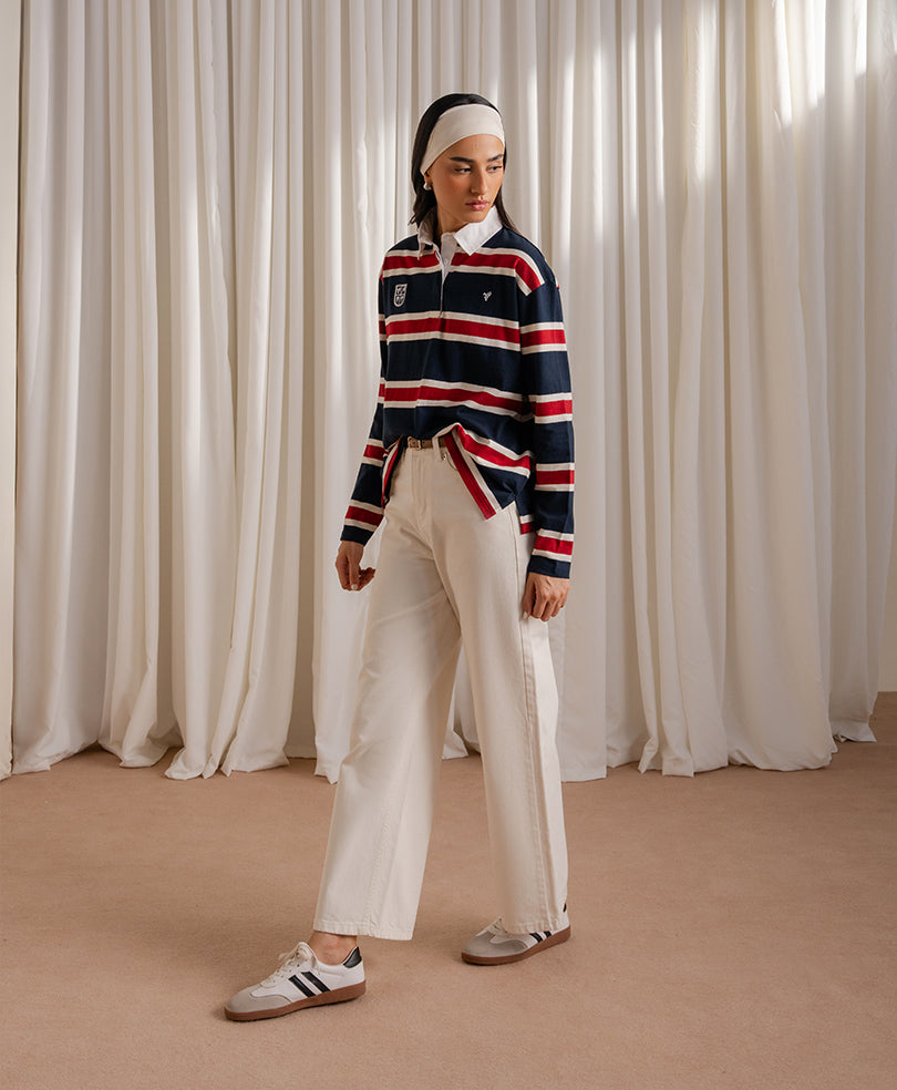 Navy Monaco Stripe Rugby (Women)