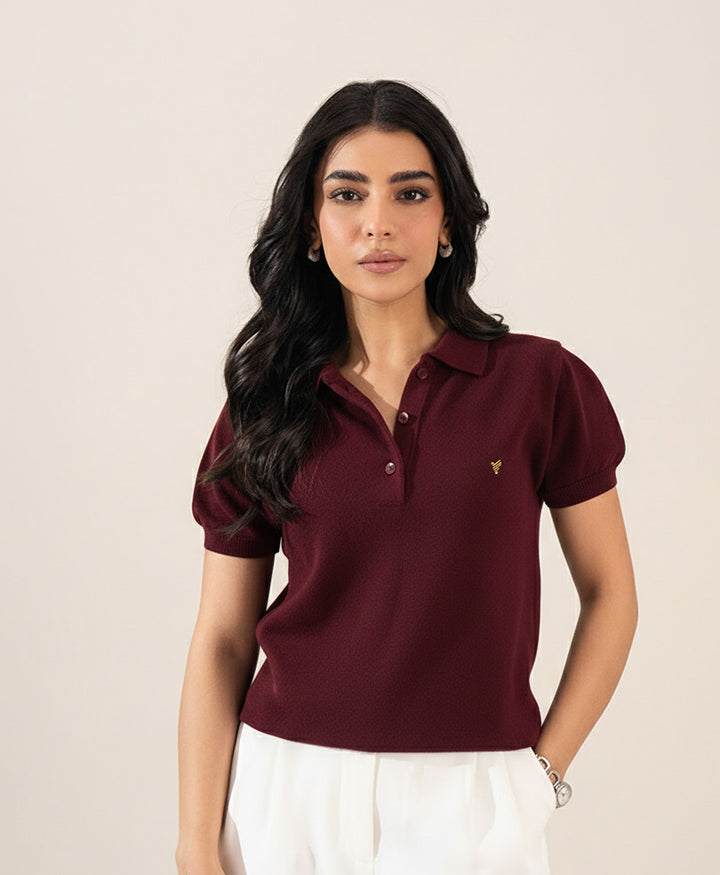 Maroon Knit POLO (Women)