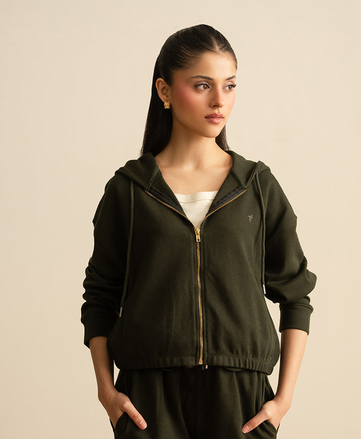 Olive Ease Zip Up Hoodie (Women)