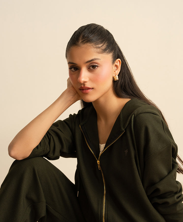 Olive Ease Zip Up Hoodie (Women)