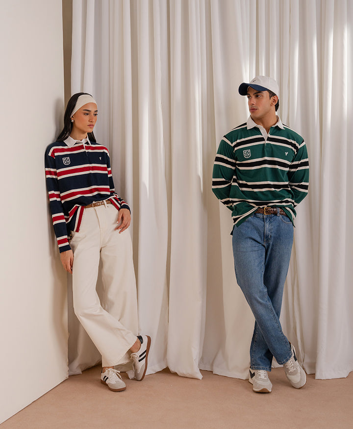 Green Monaco Stripe Rugby
