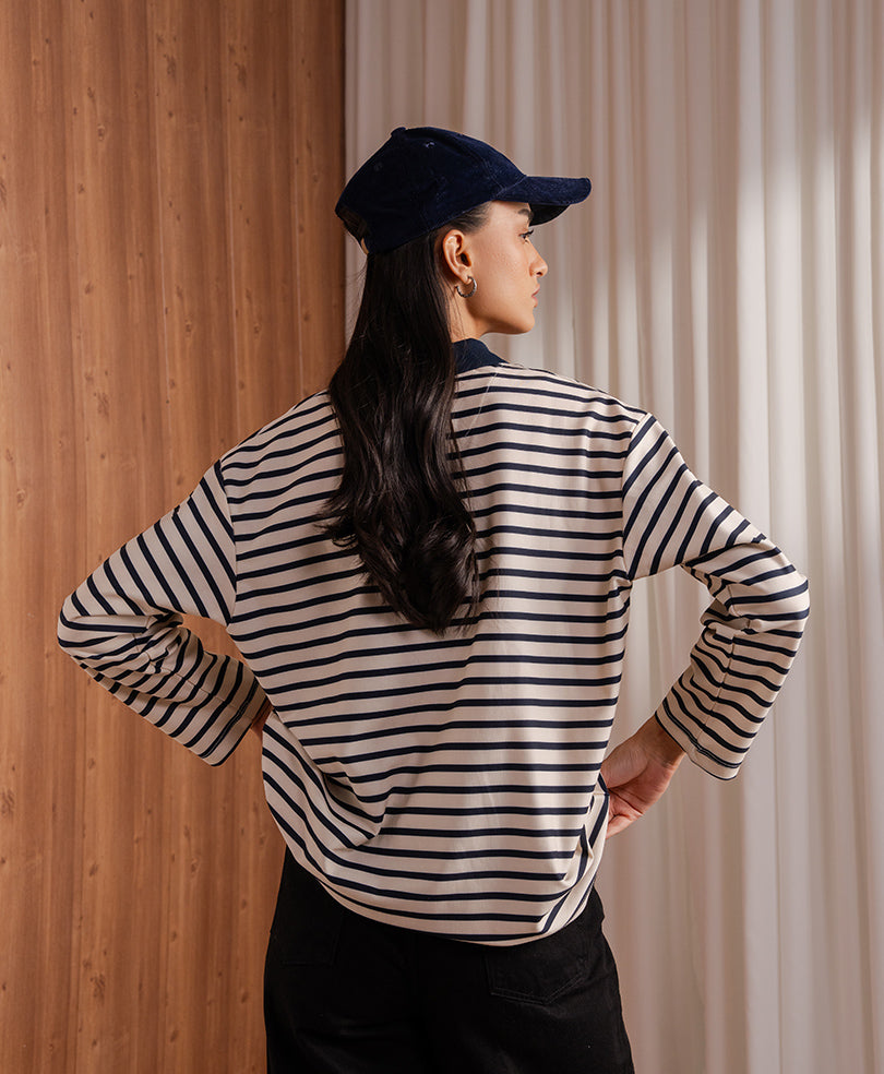 OFF white Heritage Striped POLO (Women)