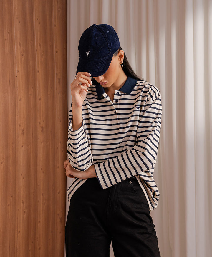 OFF white Heritage Striped POLO (Women)