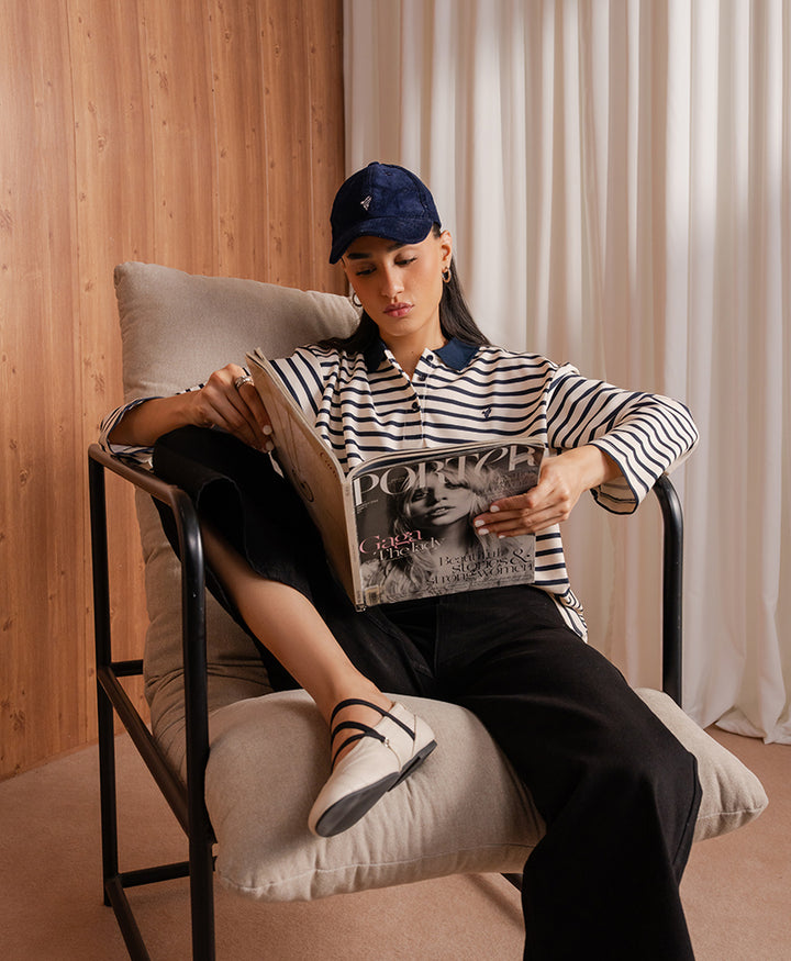 OFF white Heritage Striped POLO (Women)