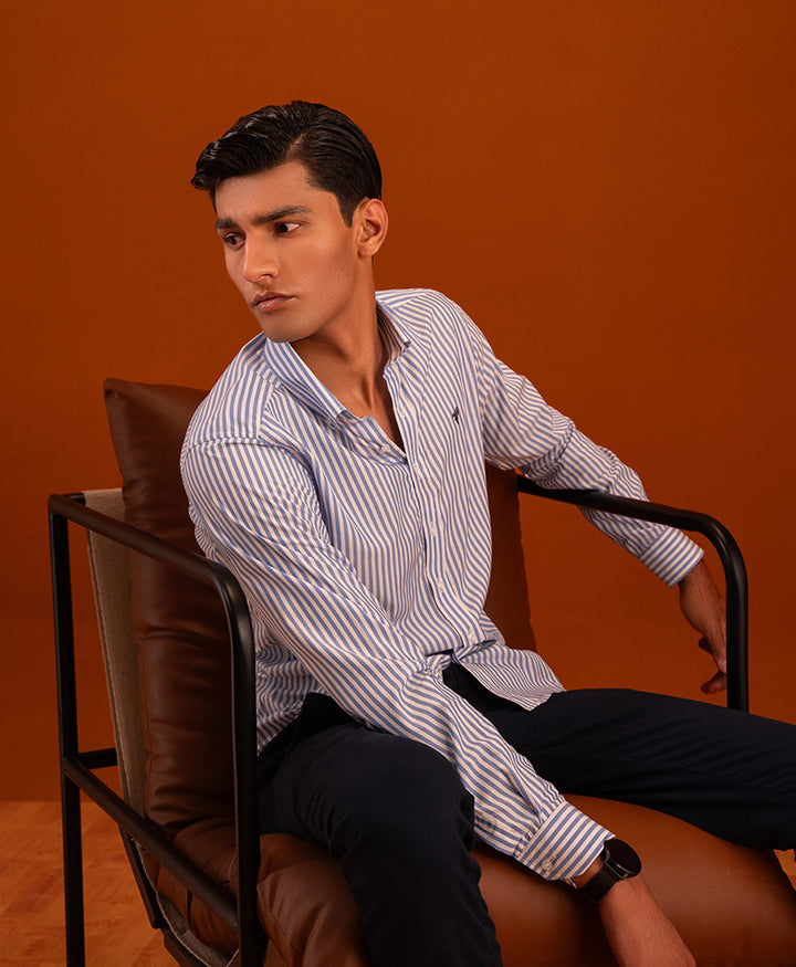 Blue Stripe Shirt (Slim / Modern Fit)