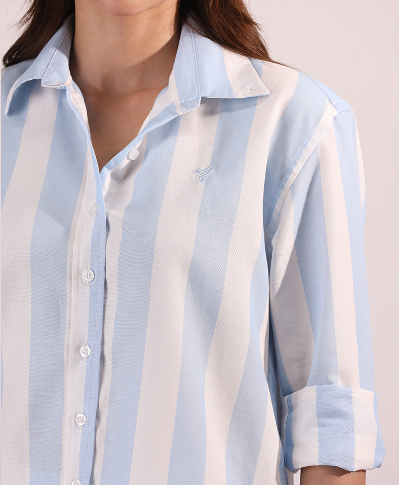 Blue Bold Striped Shirt (Women)