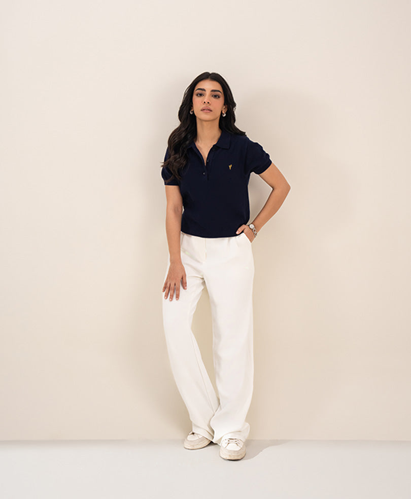 Navy Knit POLO (Women)