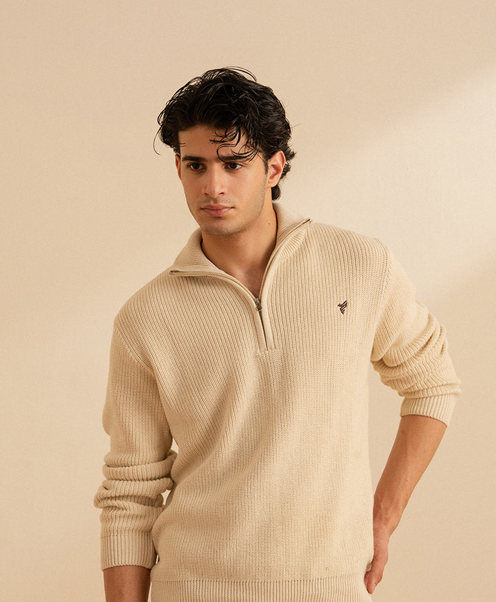 Tofu Mock Zipper Sweater