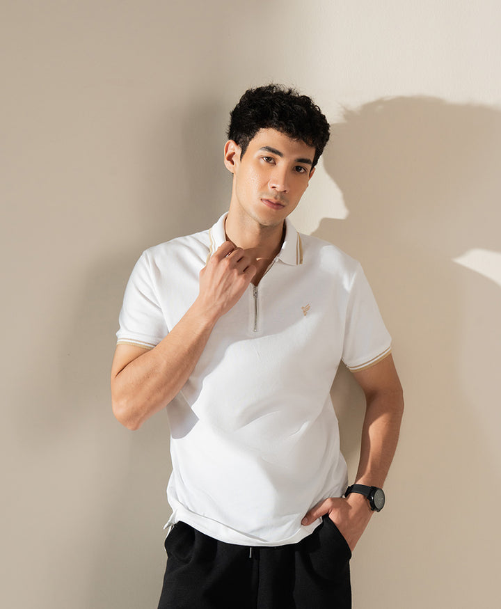 White Classic Zip POLO