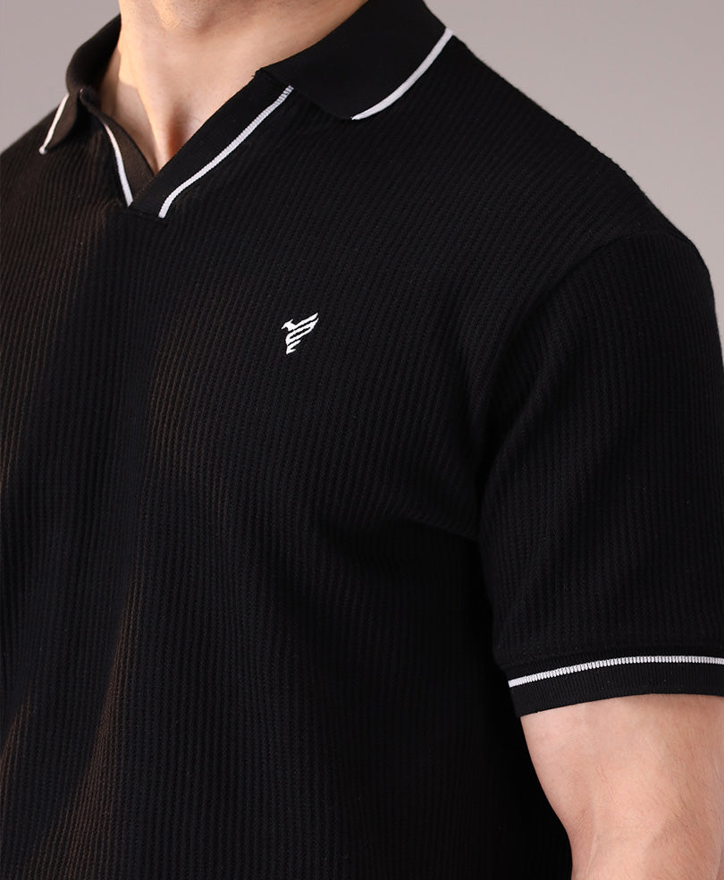 Black French Knit POLO