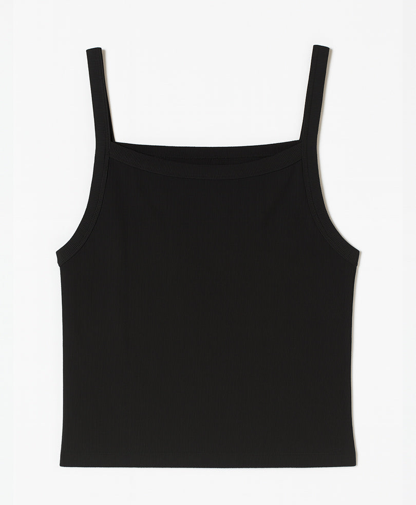 Black Square Neck Tank Top (Women) FITTED - Main Image