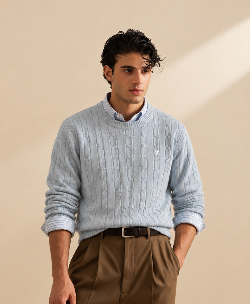 Sky Blue Cable knit Sweater
