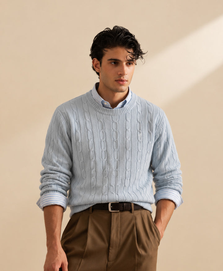 Sky Blue Cable knit Sweater