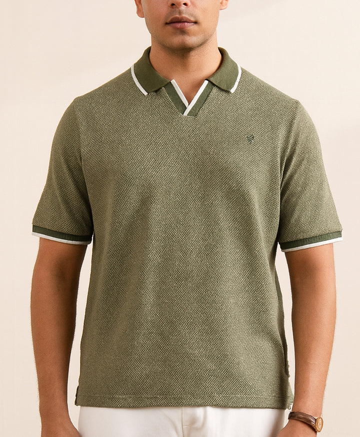 Sea Green Popcorn Knit Polo