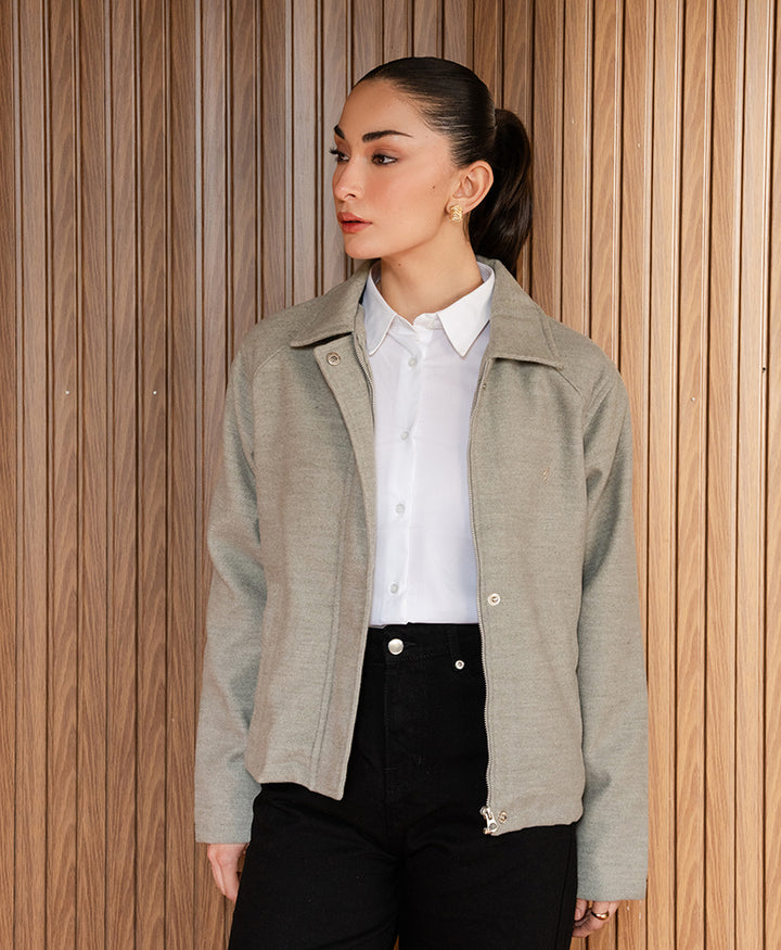 Grey Wool Frame Jacket (Women)
