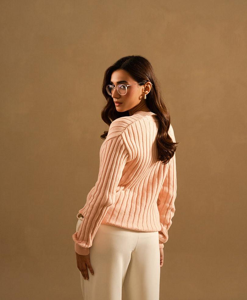 Pink V-Neck Sweater (Women)