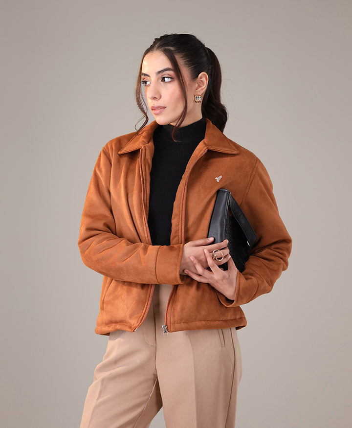 Camel Suede Flight Jacket (Women)