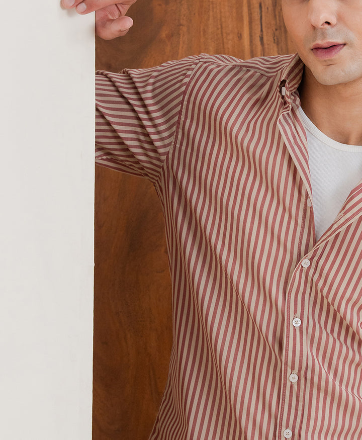 Rust Stripe Pocket Shirt