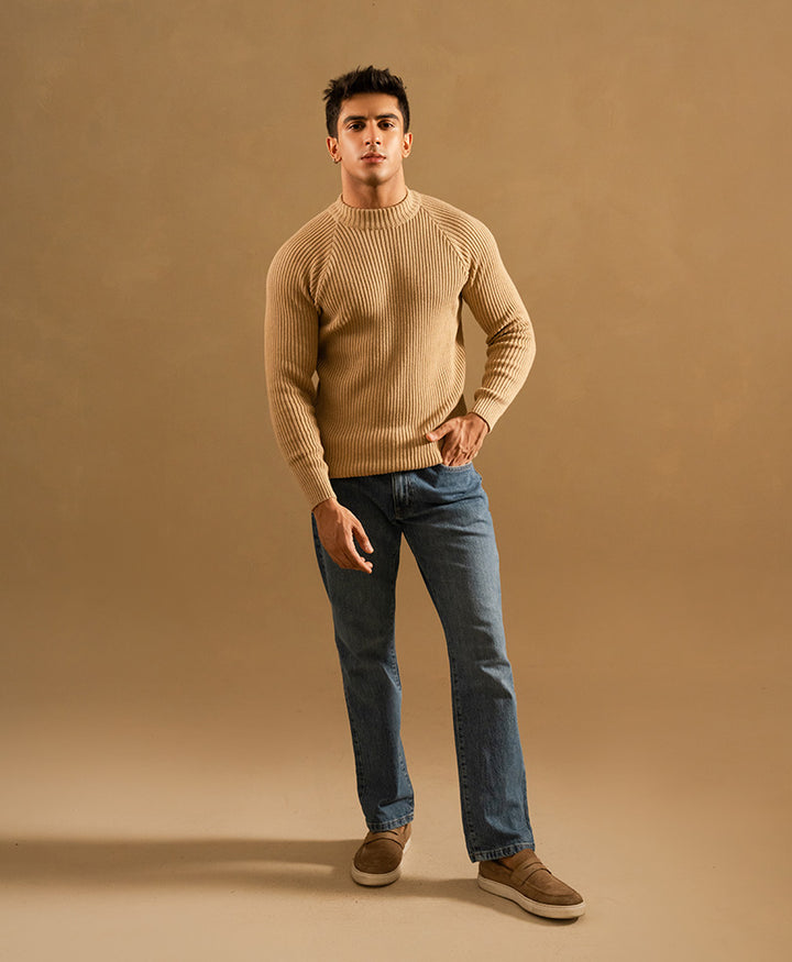 Khaki Mock Neck Sweater