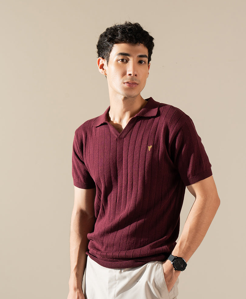 Maroon Knitted POLO