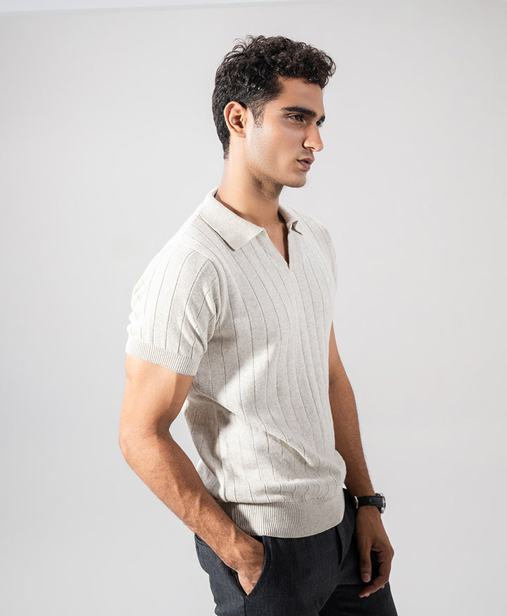 Marl Grey Knitted POLO