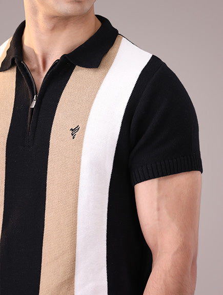 Striped Fine Knit POLO