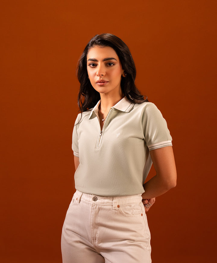 Mint Retro Zip POLO (Women)