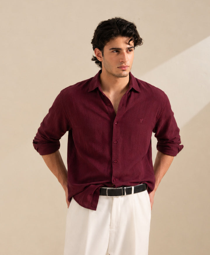 Maroon Textured Shirt