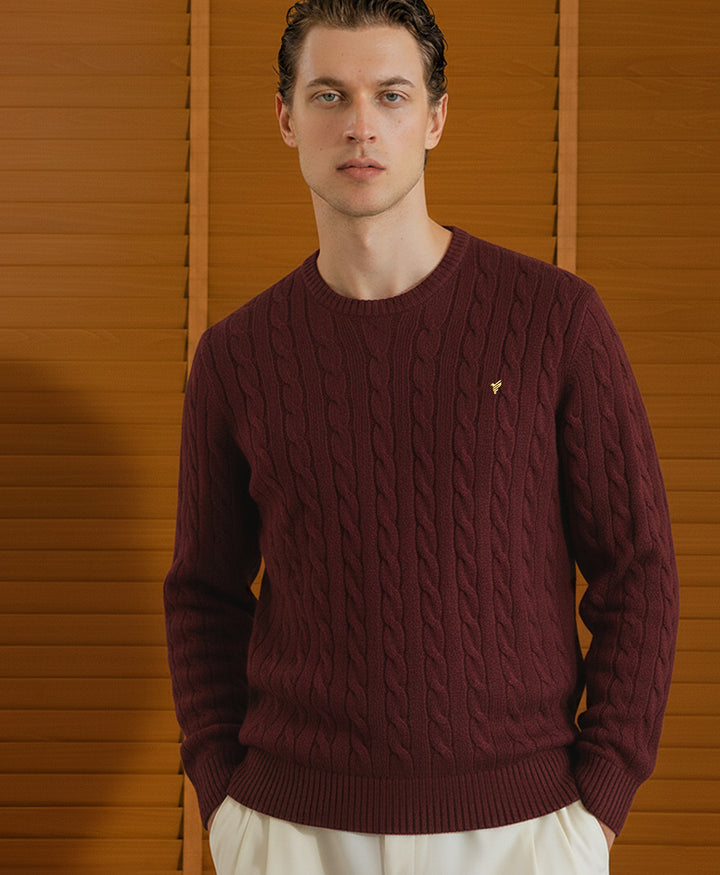 Maroon Cable Knit Sweater