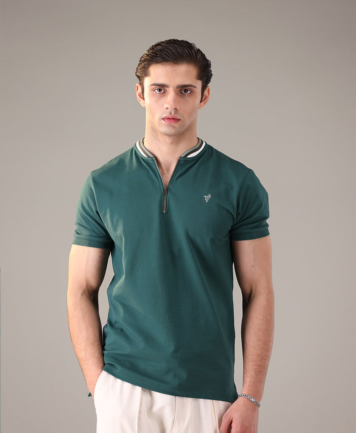 Green Sports Zip POLO