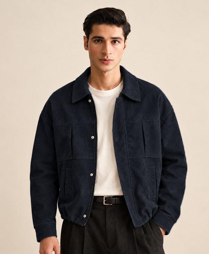 Navy Hudson Suede Jacket