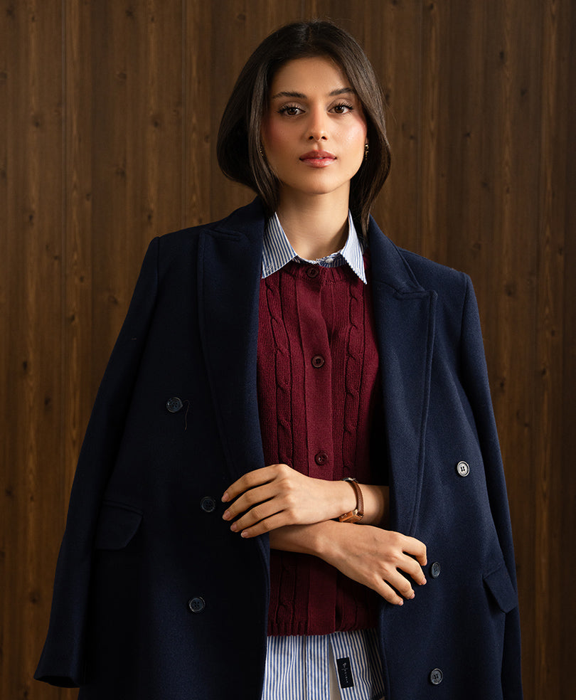 Wine Cable Knit Cardigan (Women)