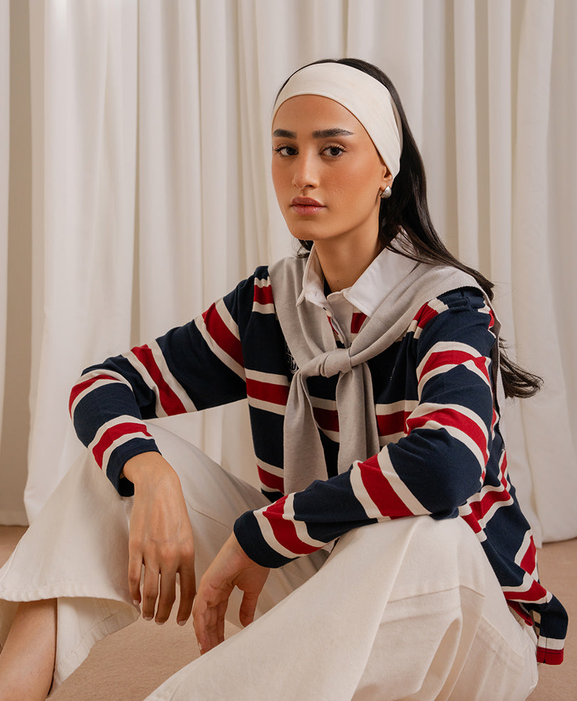 Navy Monaco Stripe Rugby (Women)