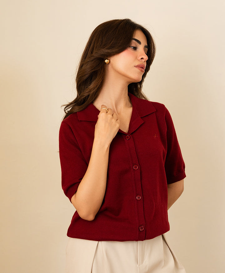 Maroon Lune Cardigan (Women)