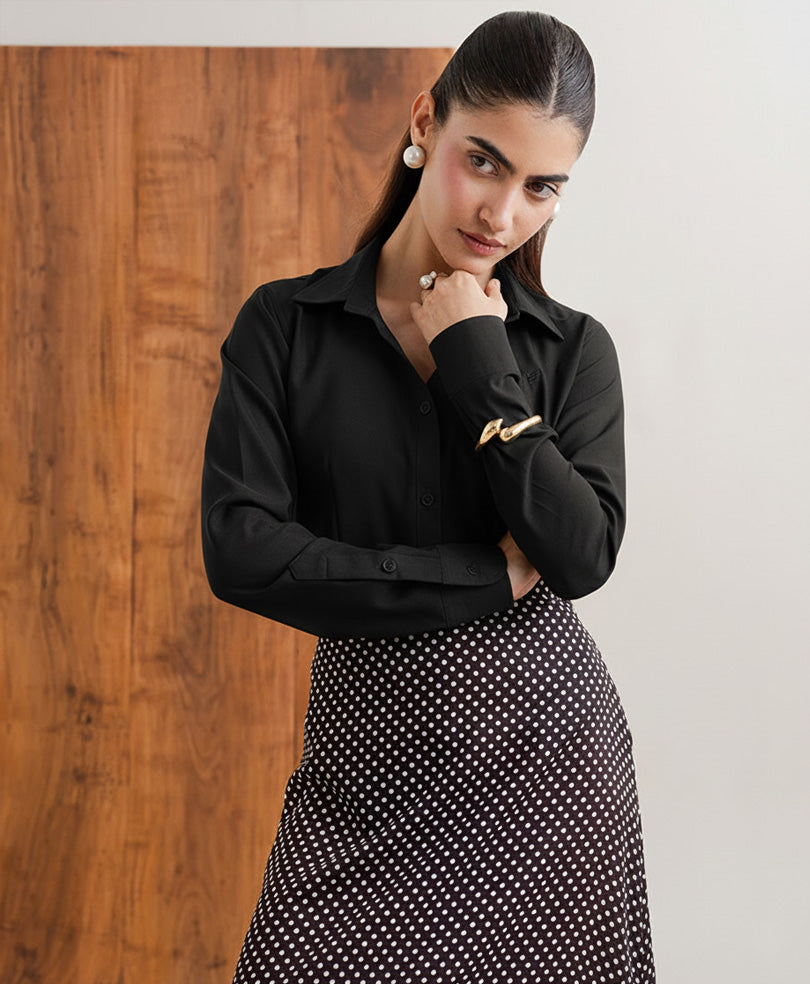 Black Polka Dot Skirt Women)