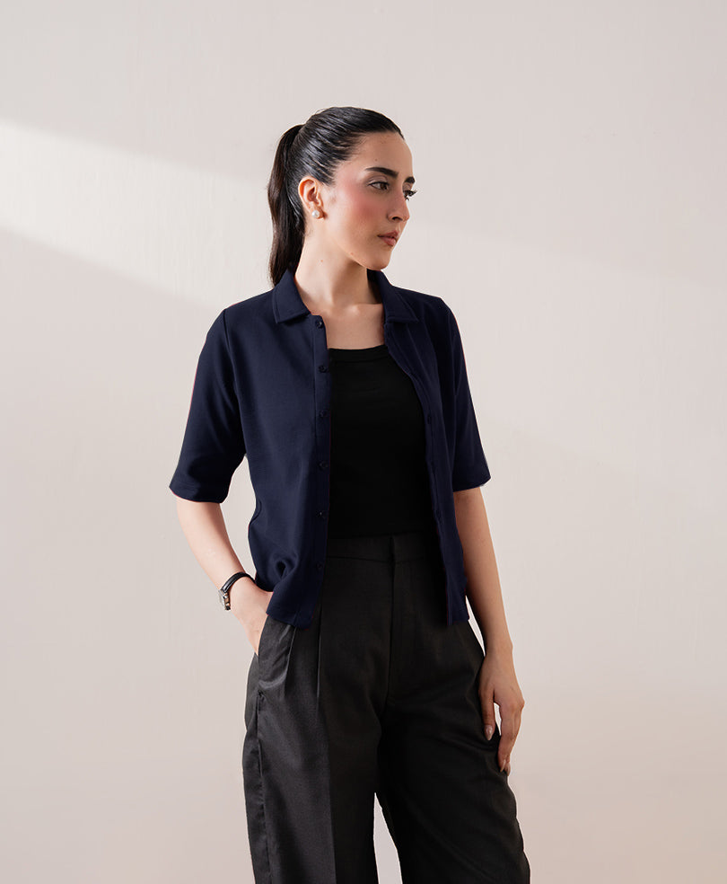 Navy Knitted Cardigan POLO (Women)