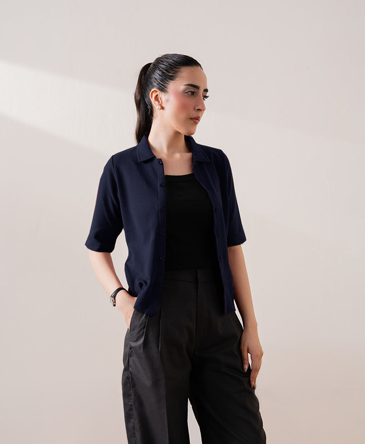 Navy Knitted Cardigan POLO (Women)