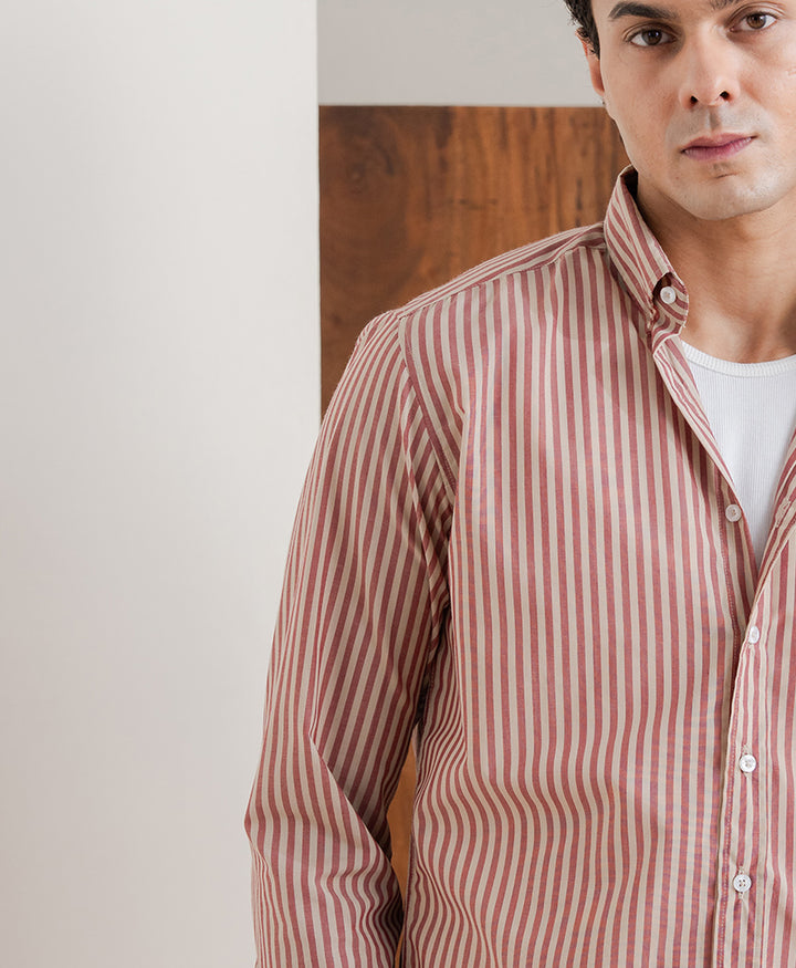 Rust Stripe Pocket Shirt